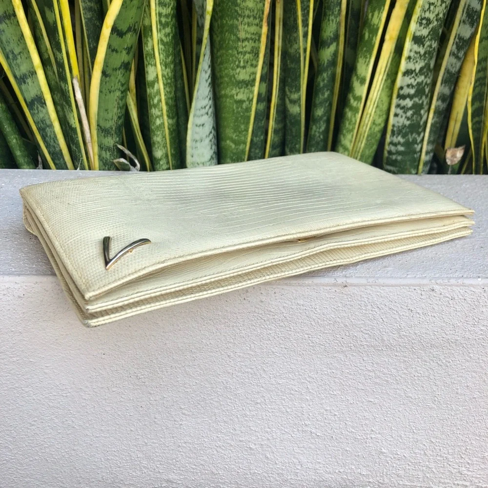 Caprice Original Leather Lizard Reptile Embossed Bag Clutch Purse Vintage 60s